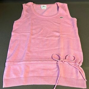 Lacoste Pink Knit Sleeveless Sweater Tank with Waist Tie